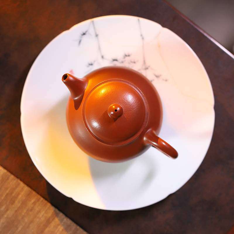 原矿朱泥全手工潘壶190ML光素实用中式功夫泡茶壶茶具宜兴紫砂壶