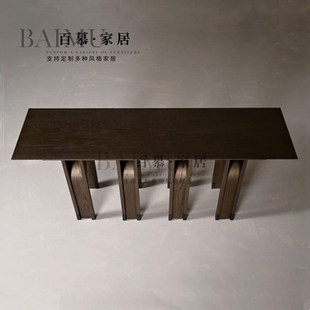 中古实木玄关桌复古民宿客厅沙发背后边桌侘寂风走廊靠墙展示条案