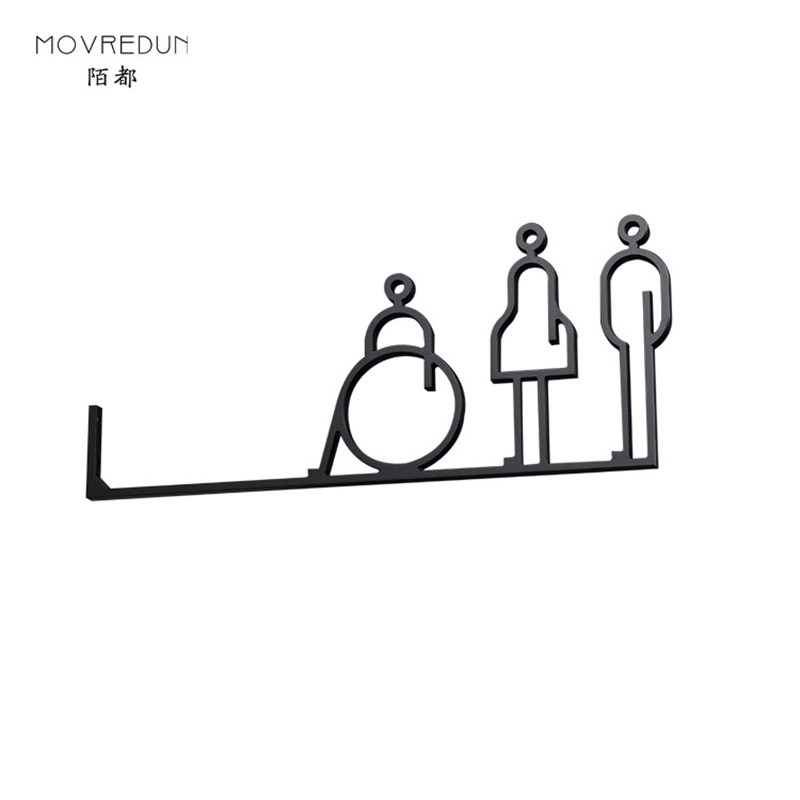 金属洗手间侧挂标识卫生间侧k招门牌厕所wc男女logo牌无障碍间第