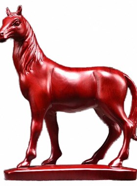 木雕马摆件马g到成功生肖实木马摆件家居办公室客厅工艺品装饰摆