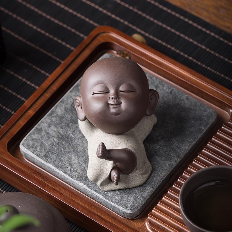 茶宠摆件可养禅意小和尚茶道紫砂人物个性小沙弥茶盘饰品茶具配件