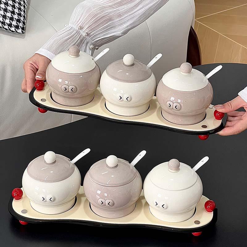 新款蒙里安家调德味罐套装色TWG釉工艺用调料罐创盐罐厨意房装饰
