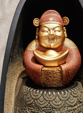 招财落地流水摆件新中式客厅电视柜旁循环水喷泉茶室店铺装饰水景