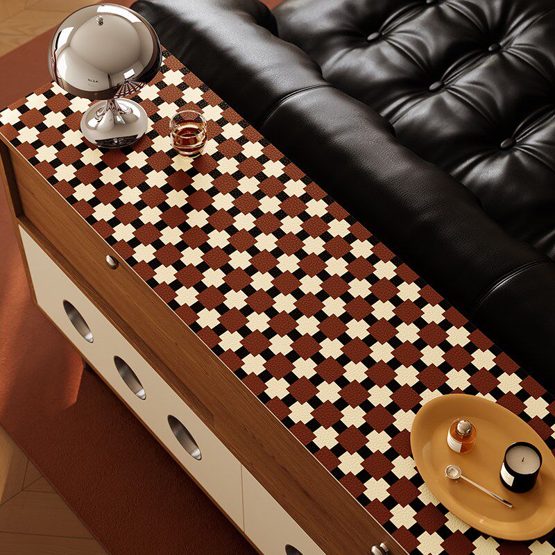 瓦西里中古风玄关餐边柜垫轻奢高级感电视柜垫防水防油台面保护垫