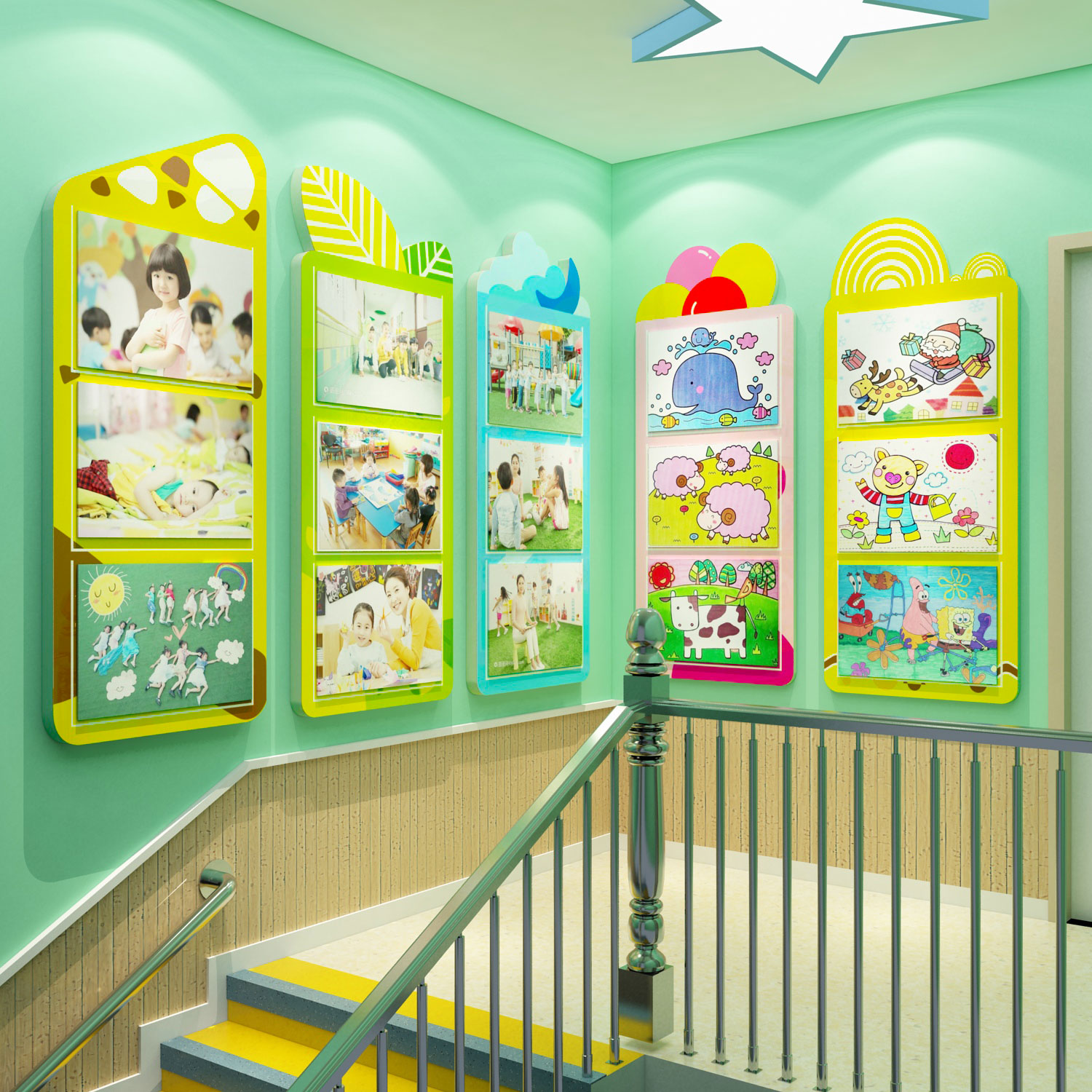 幼儿园墙面装饰环创主题成品材料画展美术作品展示教W室布置书法a