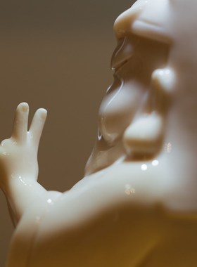 鲤物关二爷关公关老爷F德化白瓷萌趣威武摆件