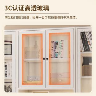 L7家用钢制柜带玻璃门CWX防尘书铁落地置物架书收纳架储架物柜艺