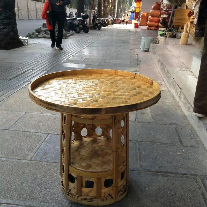 云南傣家手工竹编小圆茶桌