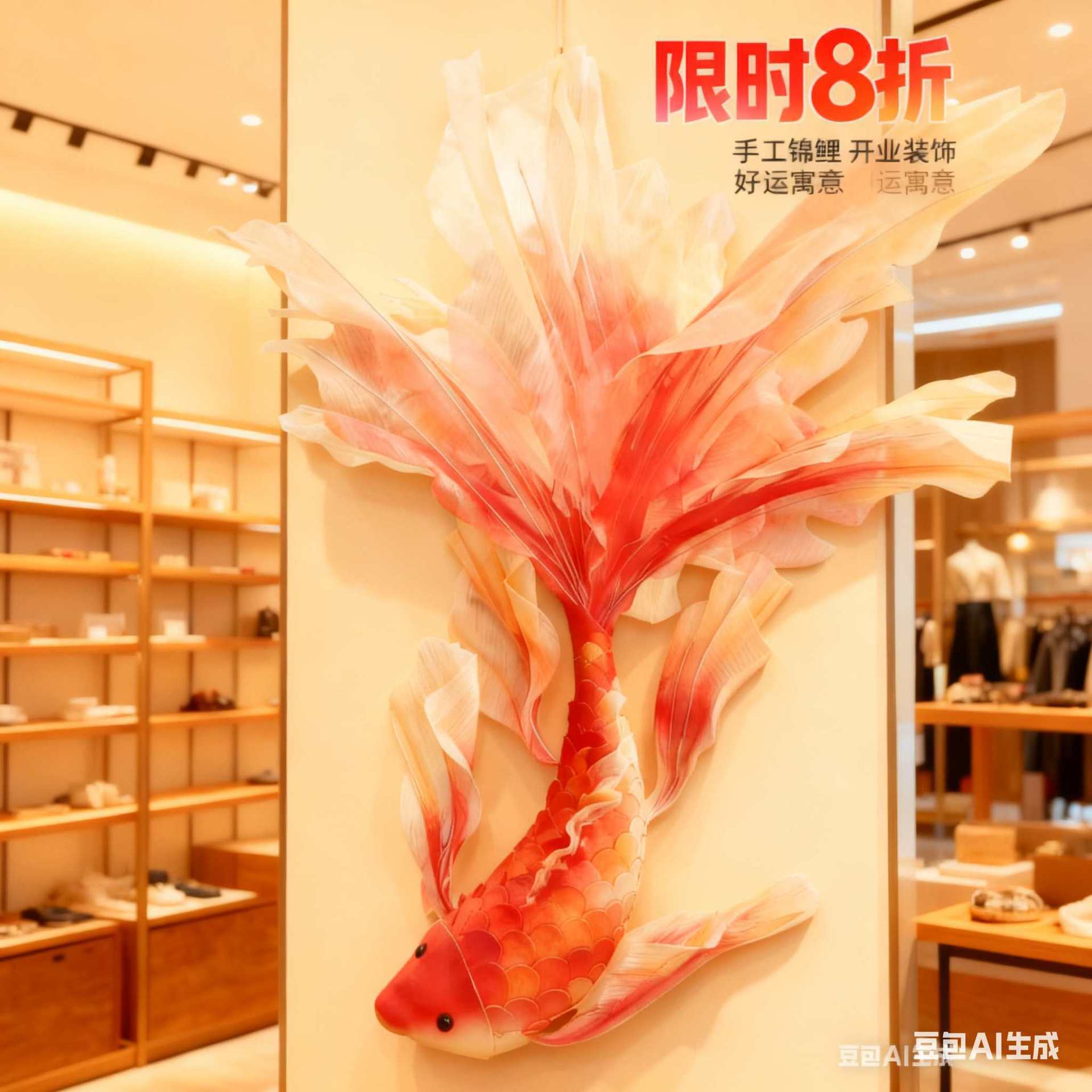 元旦开业红锦鲤金鱼橱窗美陈