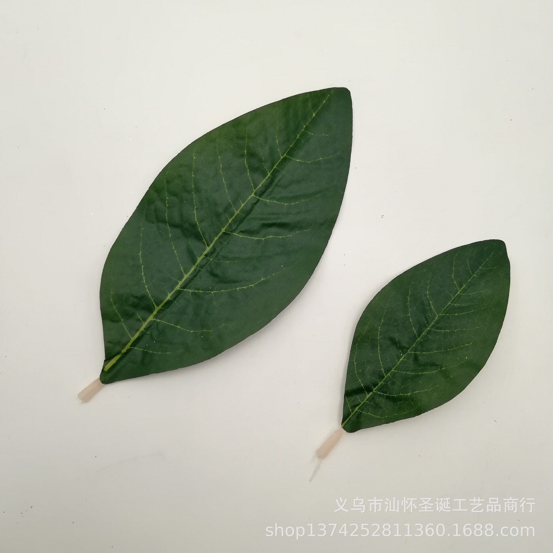 婚庆仿真玉兰叶单片绿色丝印配件