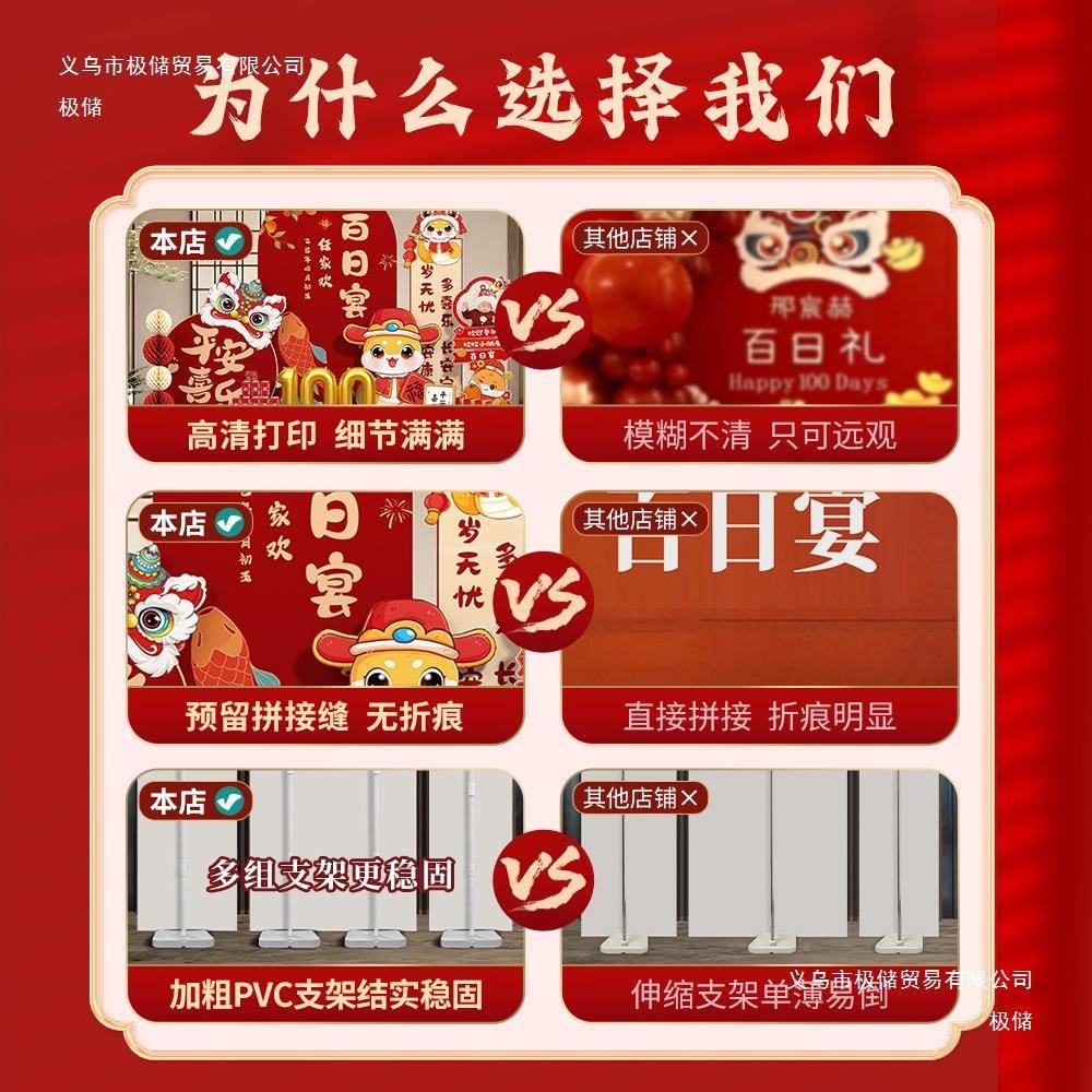 蛇宝宝满百月围日宴布置装饰百岁景宴氛场全套摆件用品553板背