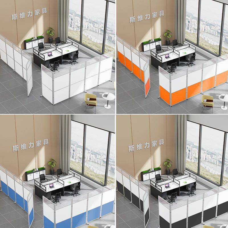 办公室屏风隔123公断墙司工厂车折展厅间活动挡板玻璃叠移动带轮