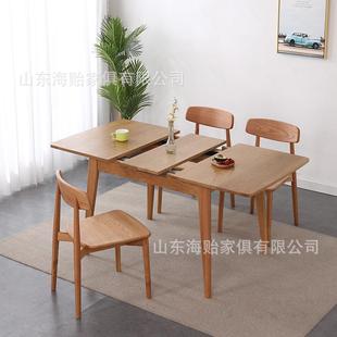 1.餐 北全实可折叠伸组缩餐桌小户型家用合木长条桌现欧代简约1m