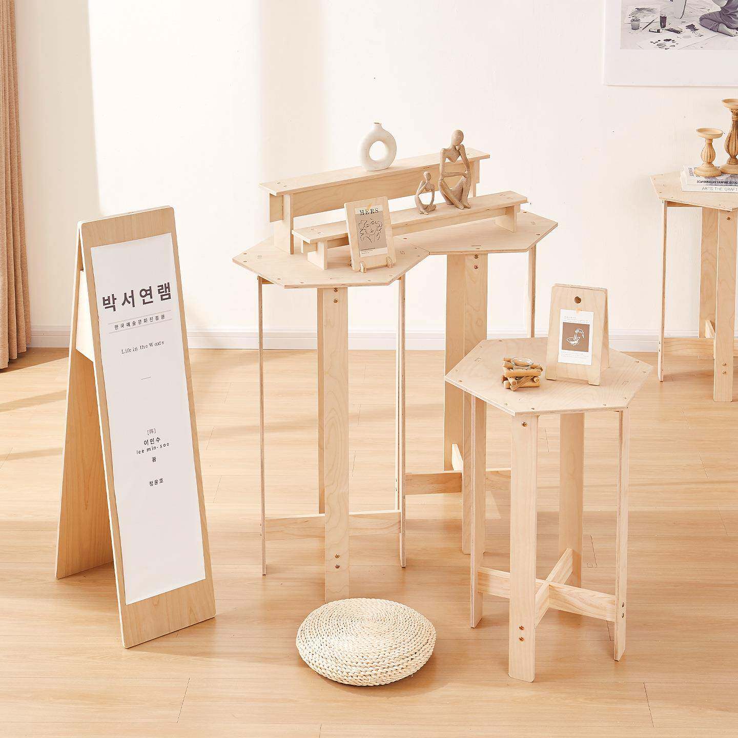 货架519展示架展架样用品展示架实木落地式陈列架中岛商展示柜置