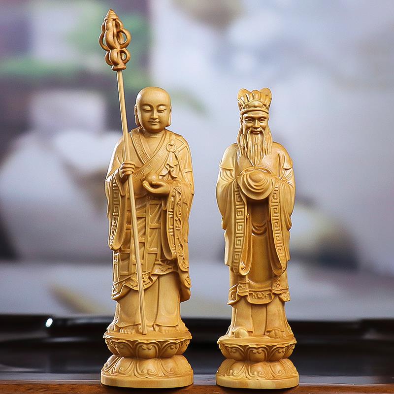 黄杨木雕道明闵公地藏王菩萨护法尊者佛像家居供奉木质摆件手把件