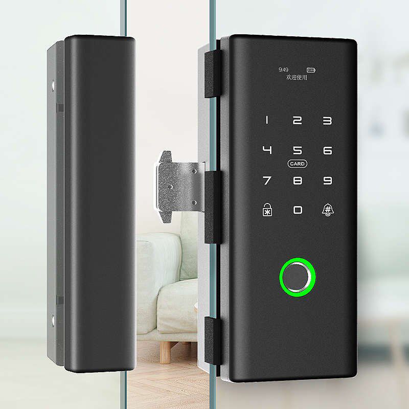 公司电子锁推拉门玻璃门门锁密码锁指纹锁单门双开门免开孔智能锁
