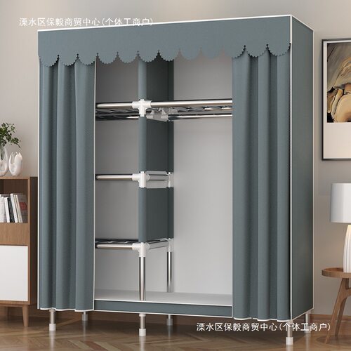 结实耐用全钢架简易衣柜