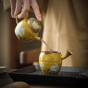 手绘山茶花釉SY 家用茶泡茶彩壶小容 061 下陶瓷茶壶一人用中品式