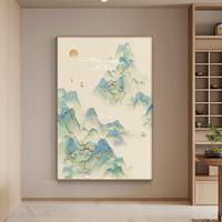 畫新中式千里江只此江山關(guān)山入戶玄裝飾走廊盡頭過掛畫山水道國畫