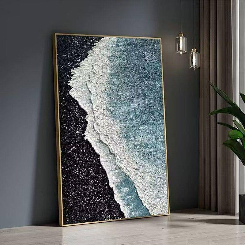 工顺丰】手肌理简黑白手油画客厅玄关XSW入户装饰极画立体砂岩酒图片