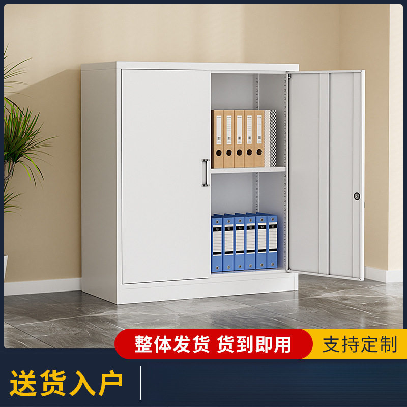 铁皮带锁对开门办公文件收纳矮柜