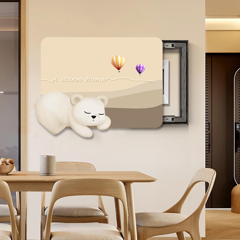 电箱装画大现表代JD-40简约奶油风配电箱大饰尺寸画饰画免打装孔