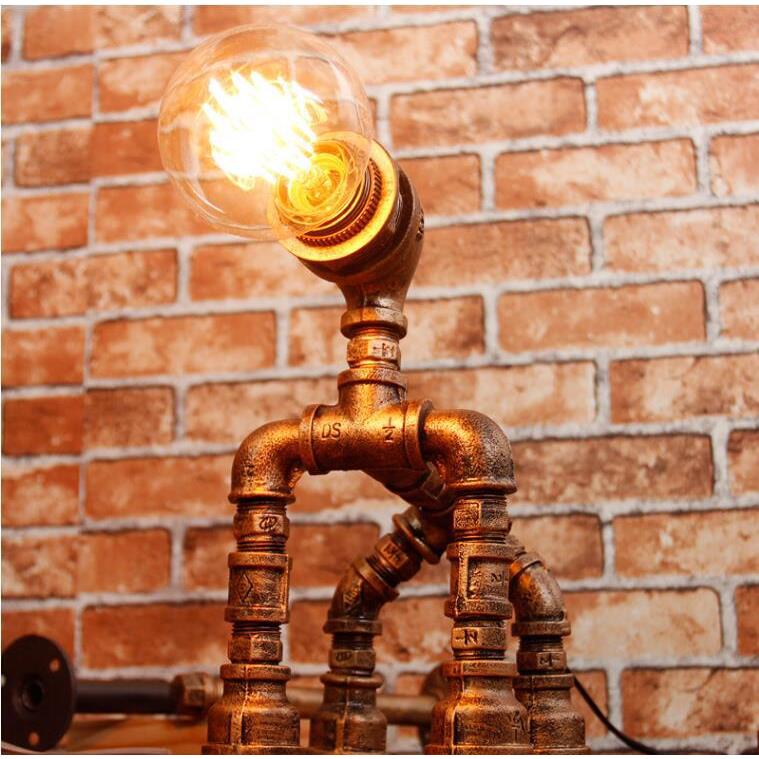 lo个ft性创意仿古铜水管风铁艺工业复餐厅酒吧办公T8500桌床古头