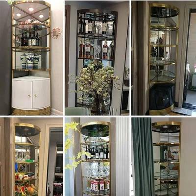轻奢酒柜靠墙角柜现代客厅转角柜三角边柜玻璃展示柜红酒展示酒橱