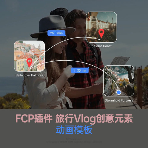 FCPX旅行Vlog动态标题地图贴纸