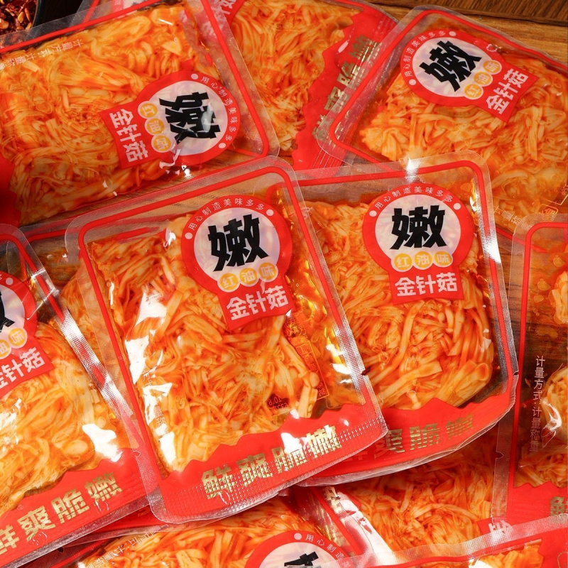 香辣金针菇新鲜菇类宿舍即食红油零食休闲下饭菜解馋小零食小包装