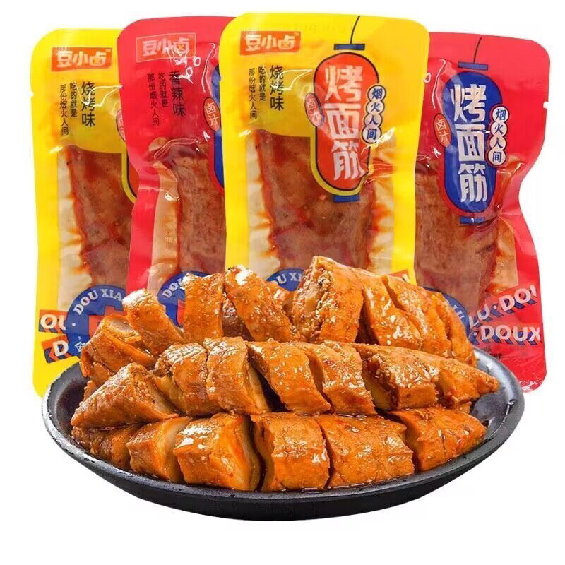 豆小卤烤面筋500g烧烤香辣味小吃手撕素肉休闲即食豆干零食品包邮