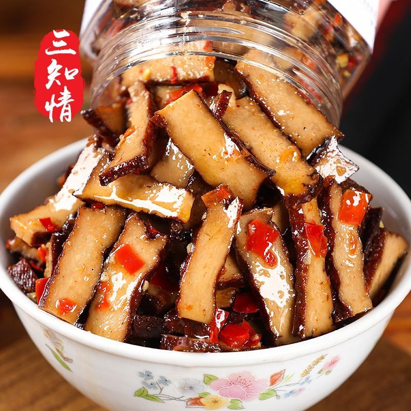 湖南特产香干三知情香辣豆腐干盐干柴火烟熏开胃即食咸味豆干瓶装