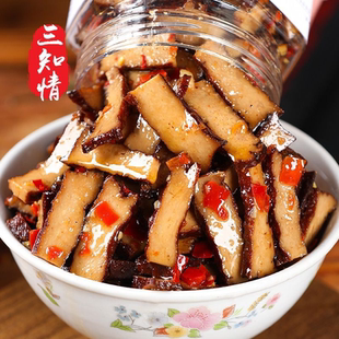 湖南特产香干三知情香辣豆腐干盐干柴火烟熏开胃即食咸味豆干瓶装