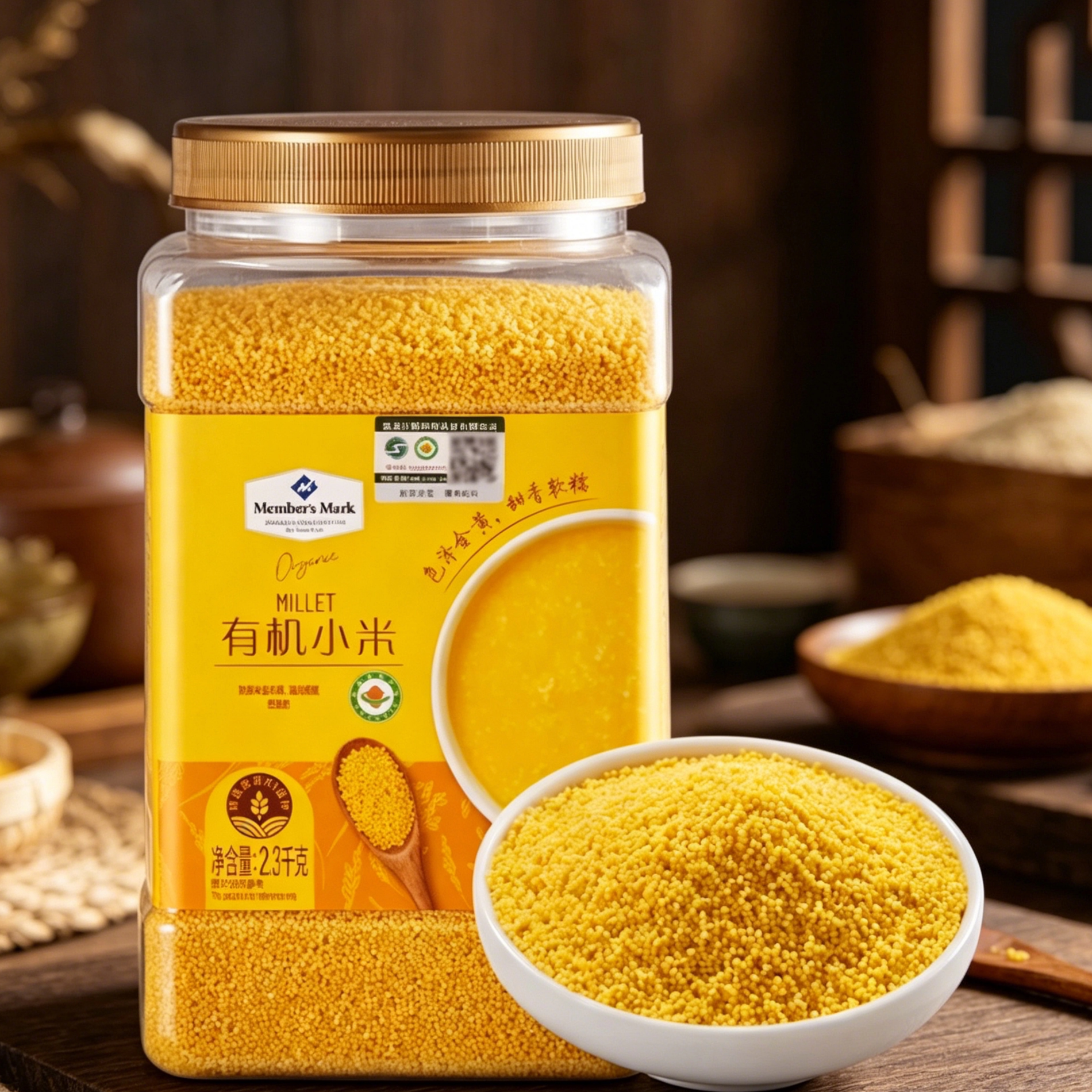 山姆有机小米原味颗粒饱满色泽金黄熬粥易出米油代购官方旗舰店