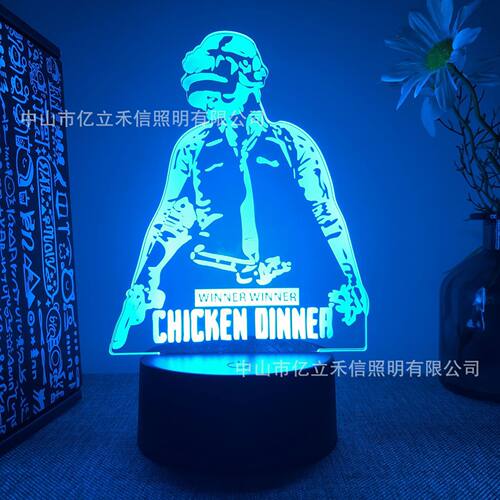 跨境爆款3D小夜灯游戏系列黑色USB触摸七彩遥控LED创意床头礼品灯