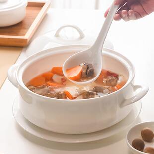 骨瓷8英寸双耳汤碗带盖可微波家用品锅带盖子的汤盆大号陶瓷餐具