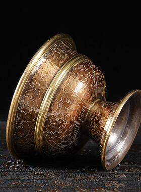 尼泊尔进口紫铜 手工佛前供水碗藏传怀旧供水杯供佛杯供杯佛具碗