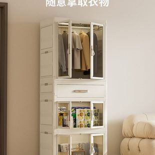 儿童衣柜收纳柜成人简易衣橱宝宝储物柜家用加大置物架 折叠免安装