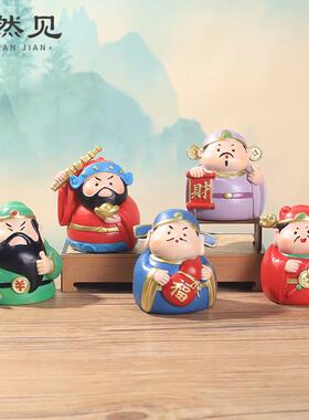 五路财神爷创意礼物乔迁礼品桌面关公文创树脂汽车装饰品中式摆件