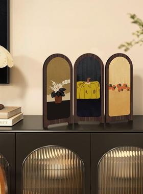 中古风美拉德装饰画创意高级感小众艺术桌面屏风摆件电视柜摆画