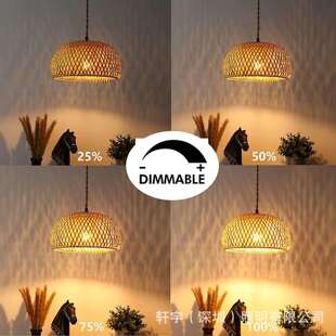 工业插入式吊灯带插头线麻绳悬挂灯卧室厨房岛餐厅藤制竹艺编织灯