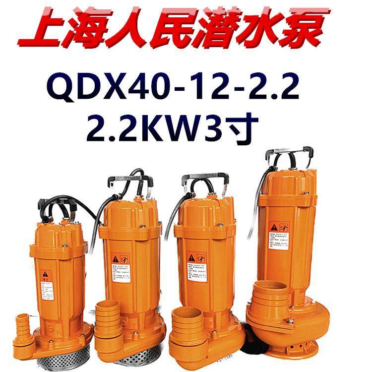 上海人民潜水泵QDX40-12-2.2农用高压深井抽水机单相家用3寸220V