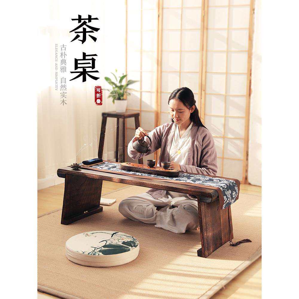 可折叠桐木古琴桌凳禅意共鸣矮琴桌便携式古筝桌中式国学桌膝琴桌