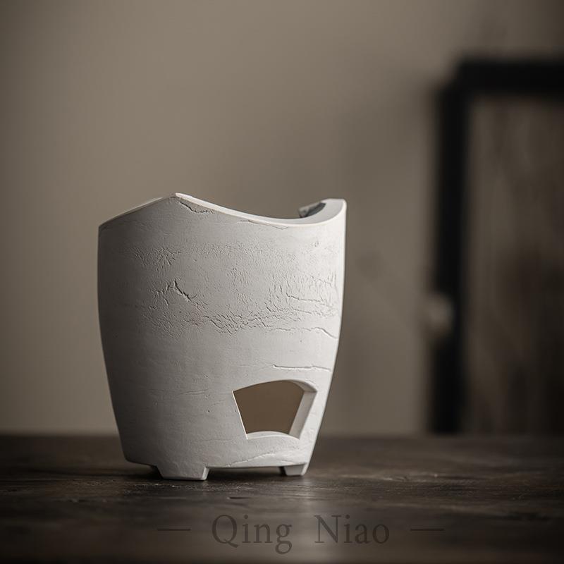 潮州白泥鼓风炉禅意炭炉煮茶炉家用粗陶烧茶炉加热炉暖茶器保温炉