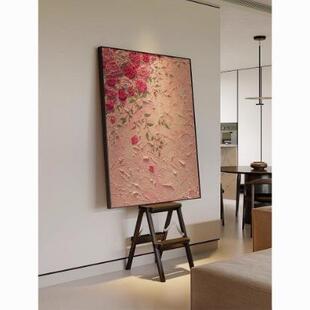 大芬村手绘油画玫瑰花手绘肌理画简约玄关入户挂画客厅沙发背景画