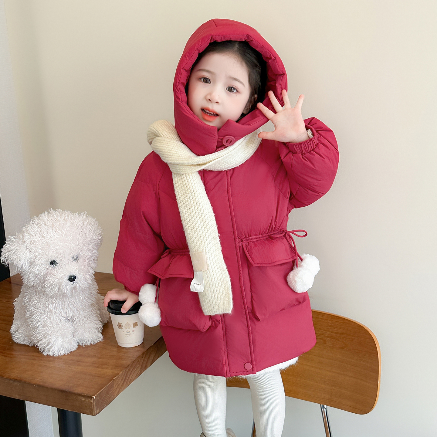 女童羽绒服冬季洋气中长款