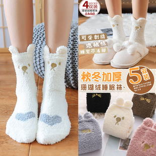 女生睡觉防脚冷保暖神器体寒专用被窝暖脚晚上珊瑚绒袜子女冬天季