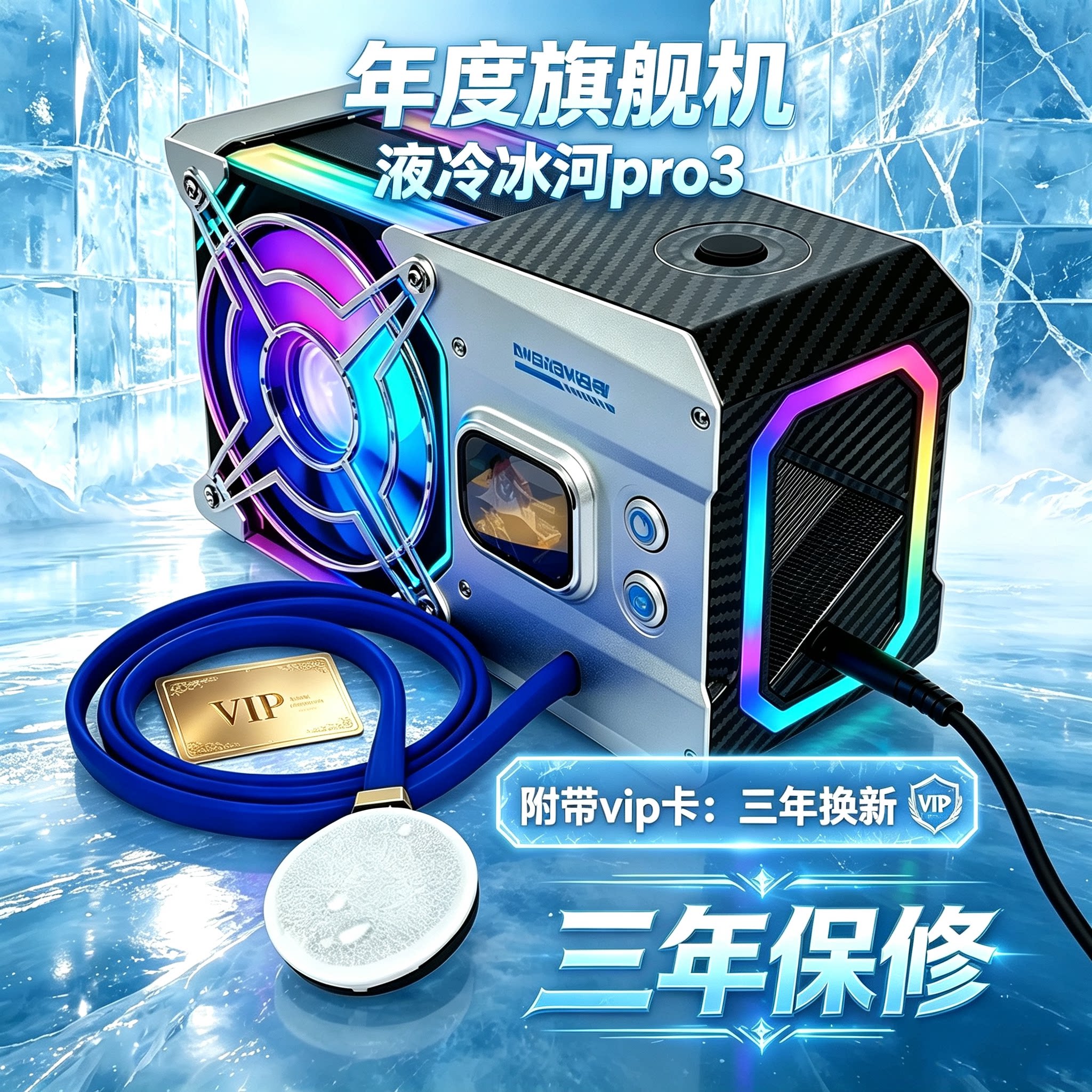 尼绅新款液冷100W手机散热器RGB