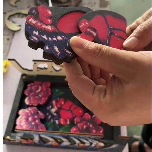 骷髅花朵木盒 收纳箱钥匙箱Skull and Nature Hidden Key Box