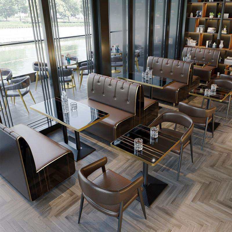 卡座沙发清吧茶餐厅烧烤店餐厅长桌咖啡厅甜品汉堡奶茶店桌椅组合